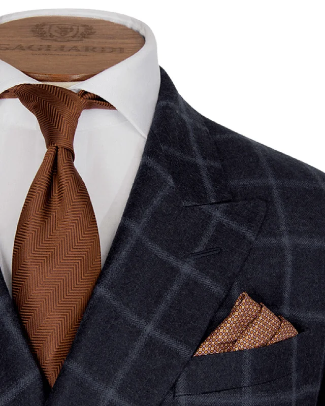 Fantastic Deals Dark Navy Windowpane Checked Double Breasted Jacket