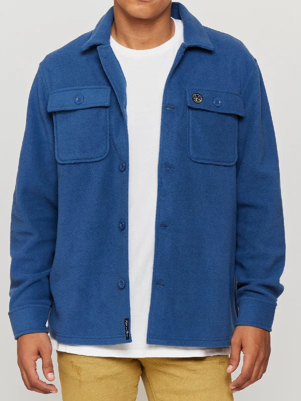 Weekend Savings Sensation Polar Fleece Shacket in Indigo
