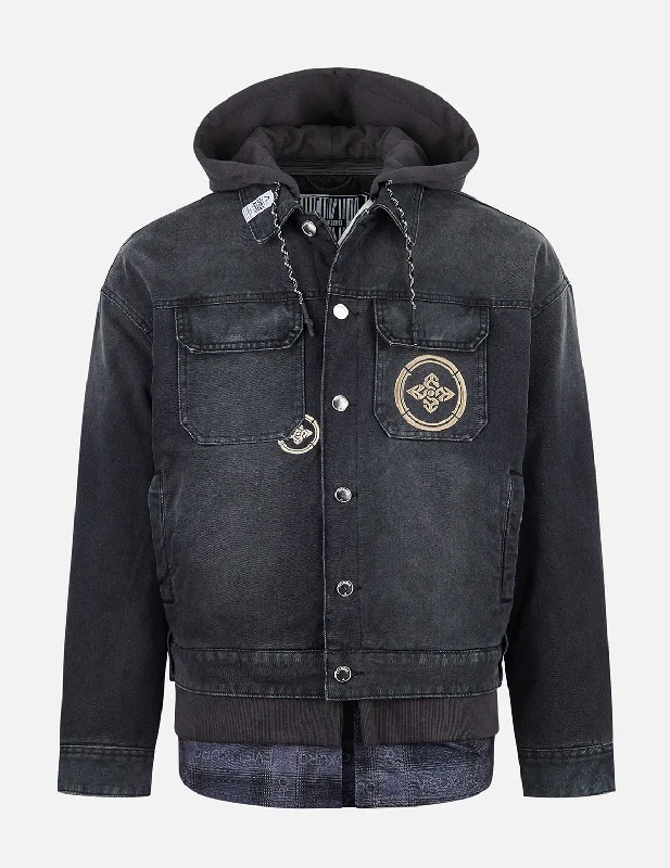 Deal Zone Multi-pocket and Layering Effect Relax Fit Trucker Jacket