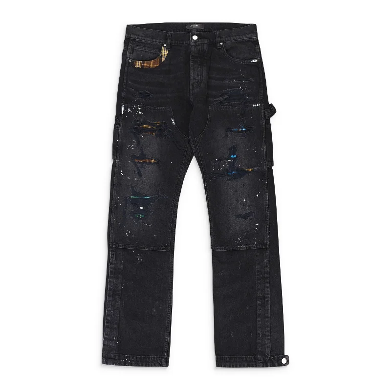Lowest Rates AMIRI PLAID AGED BLACK CARPENTER PANTS