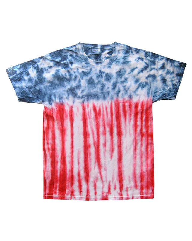 Deep Discounts Tie-Dye Youth 100% Cotton Tie-Dyed T-Shirt | Flag