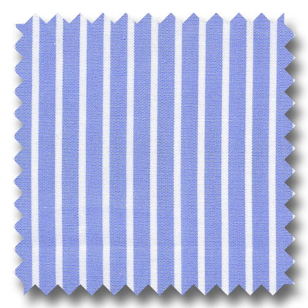 Super Sale Medium Blue Stripe 200 2Ply Broadcloth - Custom Dress Shirt