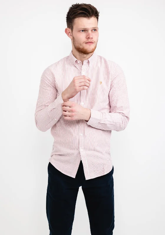 Super Sale Farah Brewer Striped Slim Fit Organic Shirt, Torch Orange