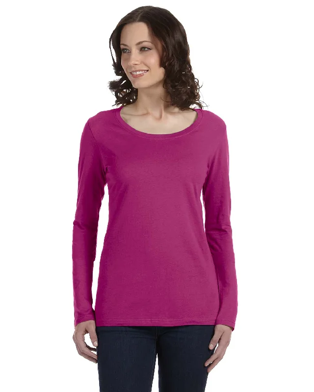 Reduced Prices Anvil Ladies Sheer Long Sleeve Scoop Neck T-Shirt | Raspberry
