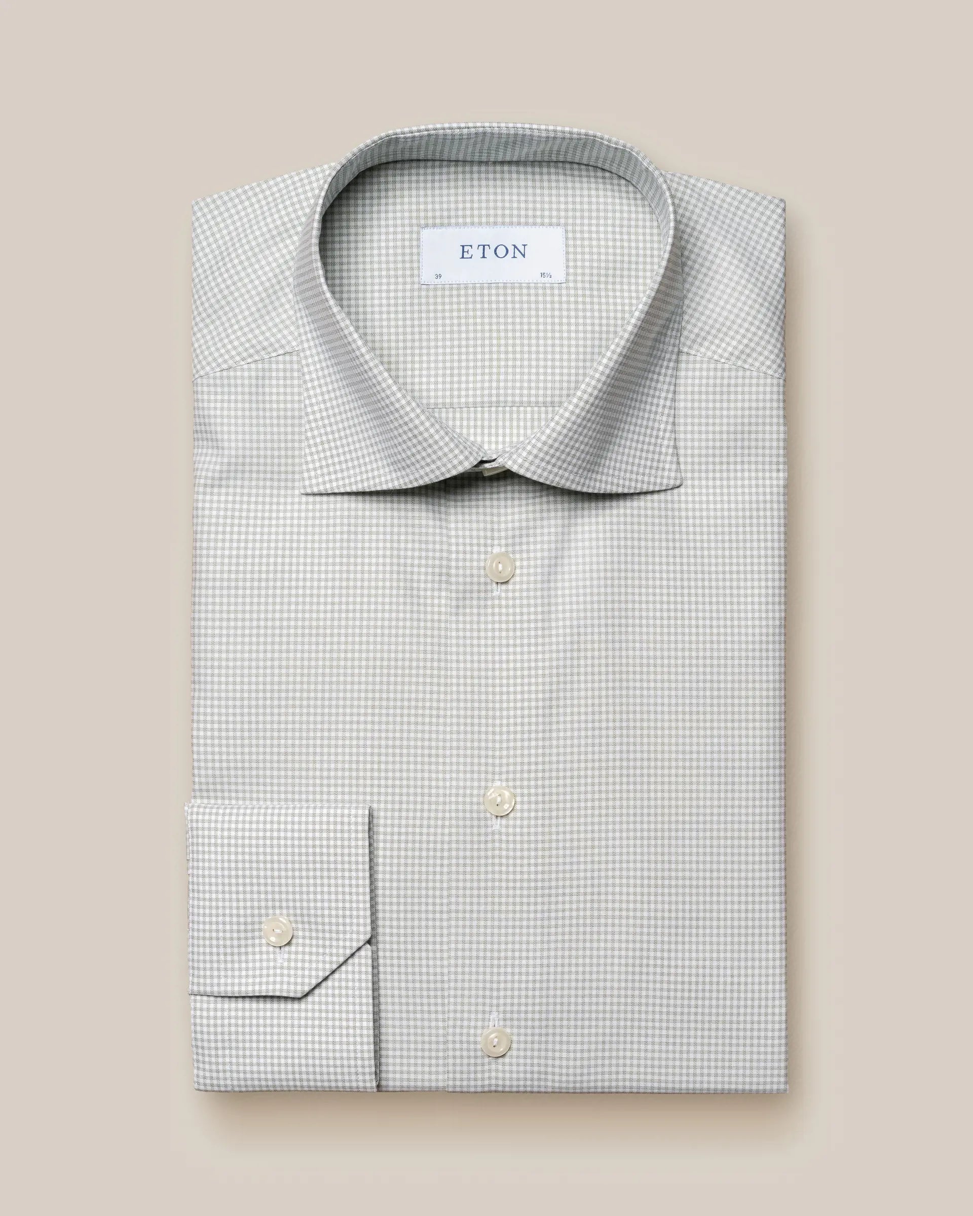 Deal Dash Green Micro Check Twill Contemporary Fit- ETON