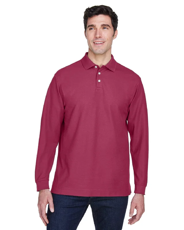 Weekend Discounts to Savor Devon & Jones Fine Pima Pique Long Sleeve Polo Shirt | Burgundy