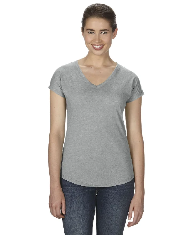 Massive Savings Anvil Ladies Triblend V-Neck T-Shirt | Heather Grey