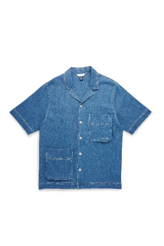Value Deals Mens Camp Collar Denim Shirt
