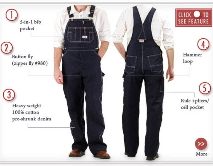 Deal of the Week IRREGULAR #966/#980 Made in USA Classic Blue Denim Bib Overalls - SECOND, NO RETURNS
