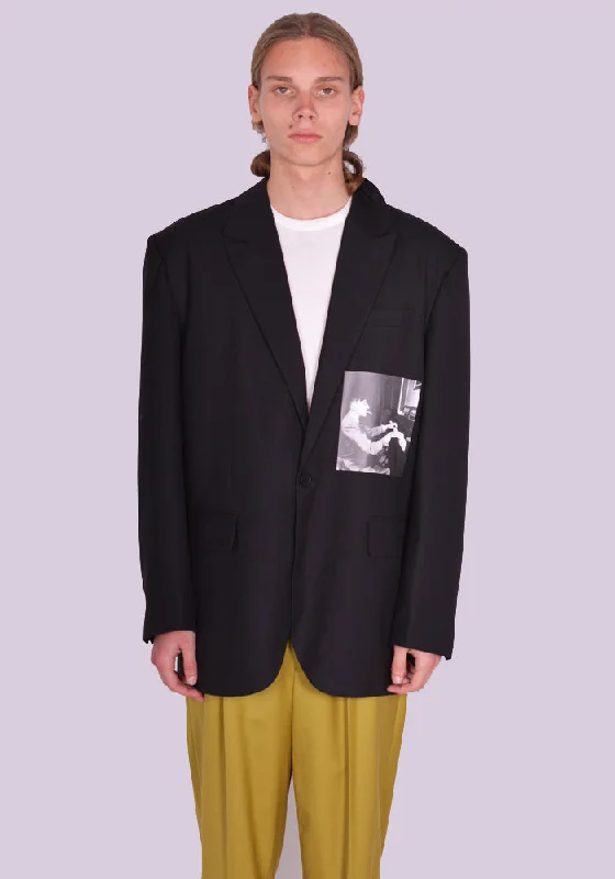 Weekend Savings Delight YUIKI SHIMOJI PATCHED BLAZER BLACK COCTEAU