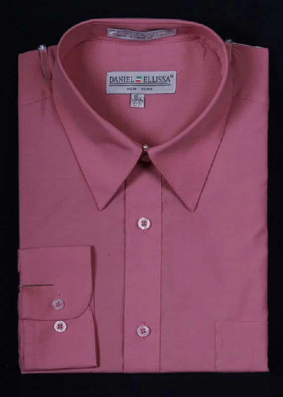 Hurry Up Men's Rose Pink Long Sleeve Dress Shirt