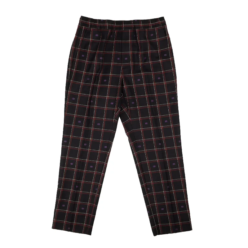 Can't Miss Navy Blue And Burgundy Plaid Wool Pants