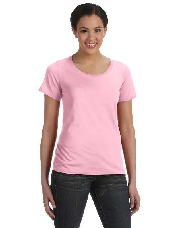 Super Sale Anvil Ladies Sheer Scoop Neck T-Shirt | Charity Pink