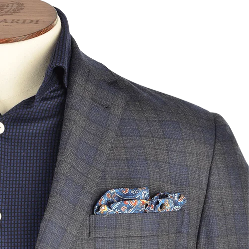Early Bird Mid Navy Melange Check Wool Jacket