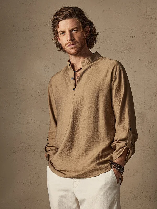 Special Price Linen Henry Long Sleeve Beach Shirt