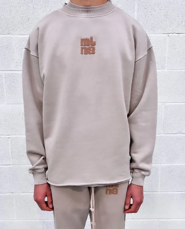 Exclusive Savings Washed Taupe Heavyweight Bubble Open Hem Sweatshirt.