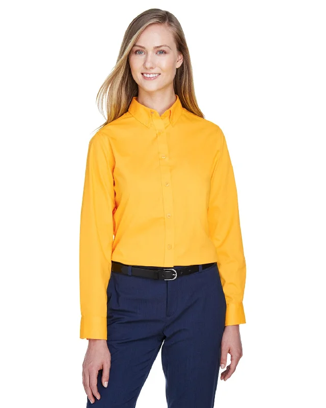 Overstock Core 365 Operate Ladies Long Sleeve Twill Shirt | Campus Gold