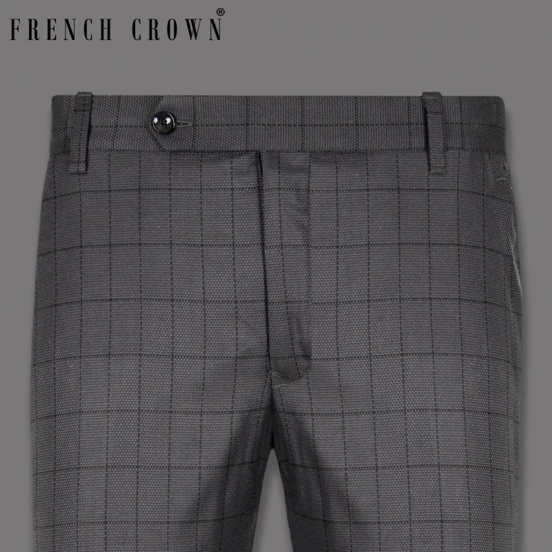 Price Smash Fuscous Gray Windowpane Wool Rich Pant
