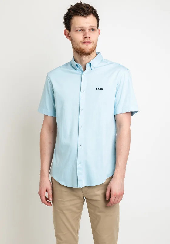 Doorbuster Deal Hugo Boss Biado Logo Short Sleeve Shirt, Light Blue