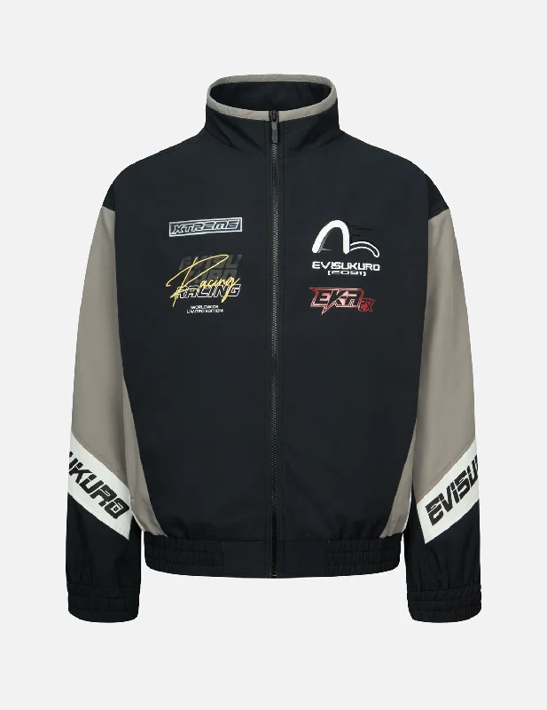 Now or Never Multi-Logo Print Fashion Fit Racing Jacket