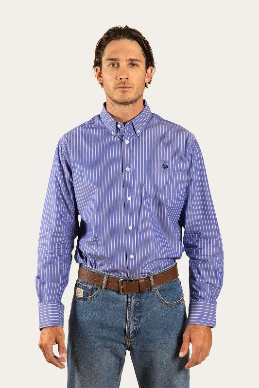 Members Only Heritage Mens Stripe Dress Shirt - Dark Chambray
