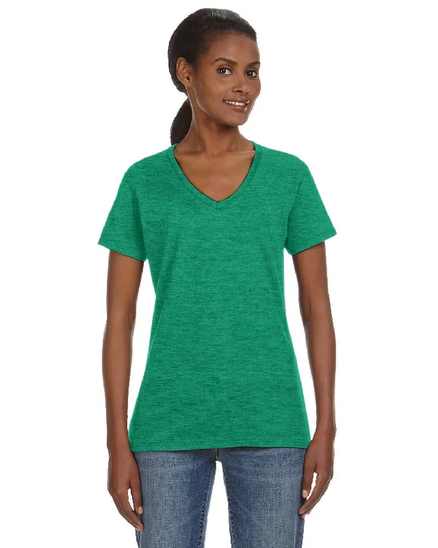 Shop the Weekend Away Anvil Ladies Lightweight V-Neck T-Shirt | Heather Green