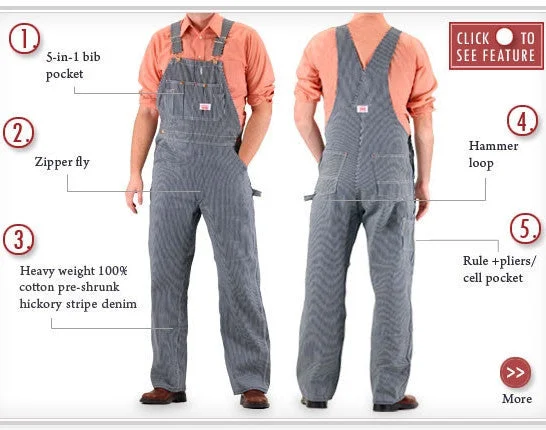 Discount Mania IRREGULAR #45 American Made Stripe Bib Overalls SECOND, NO RETURNS