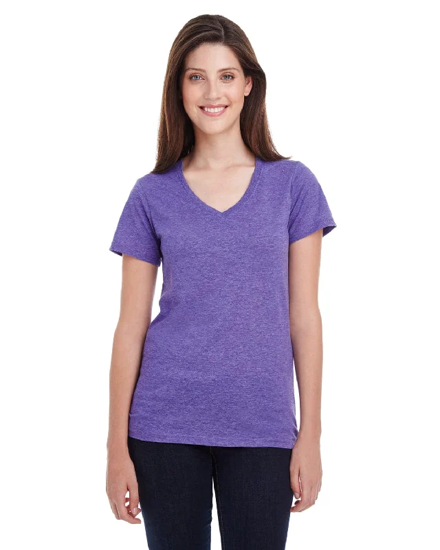 Crazy Savings Anvil Ladies Featherweight V-Neck T-Shirt | Heather Purple