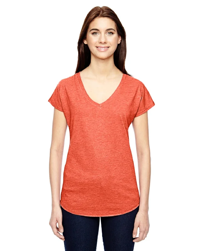 Limited Offer Anvil Ladies Triblend V-Neck T-Shirt | Heather Orange