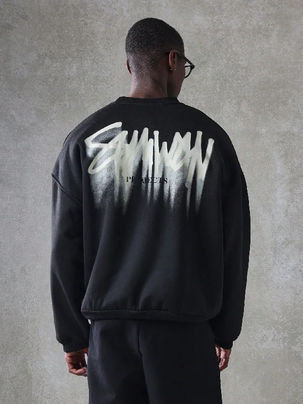 Deal Zone Oversized Fit Sweatshirt With Graffiti Graphic Print