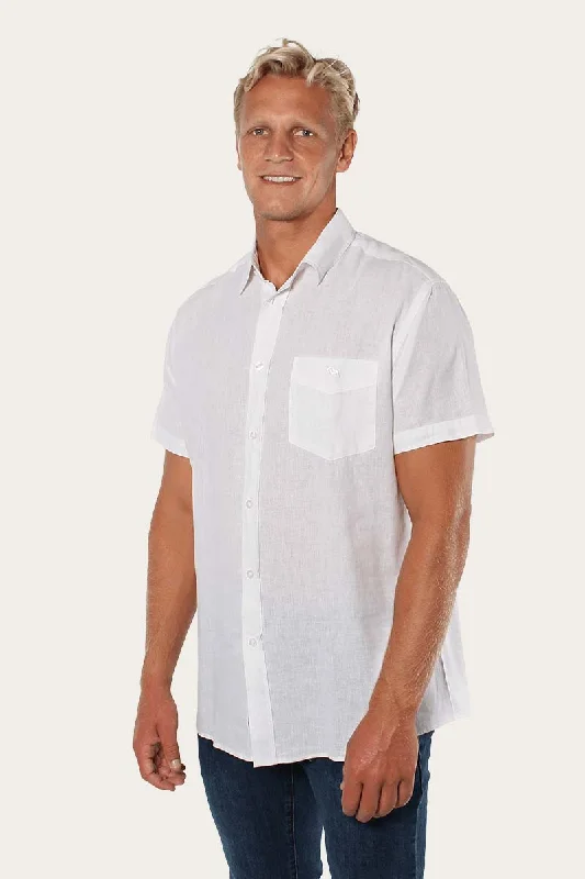 Today's Deal Dawson Mens Relaxed Linen Dress Shirt - Bright White