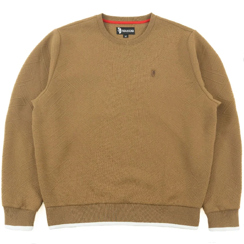 Closeout M4390 Beanchi Jacquard Crewneck - Mocha