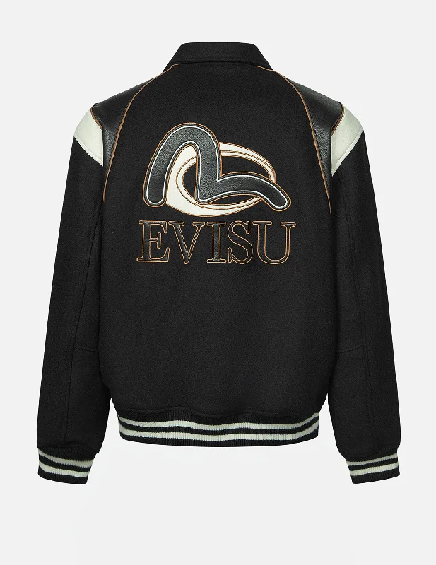 Limited Time Discount Logo and Seagull Applique Relax Fit Baseball Jacket
