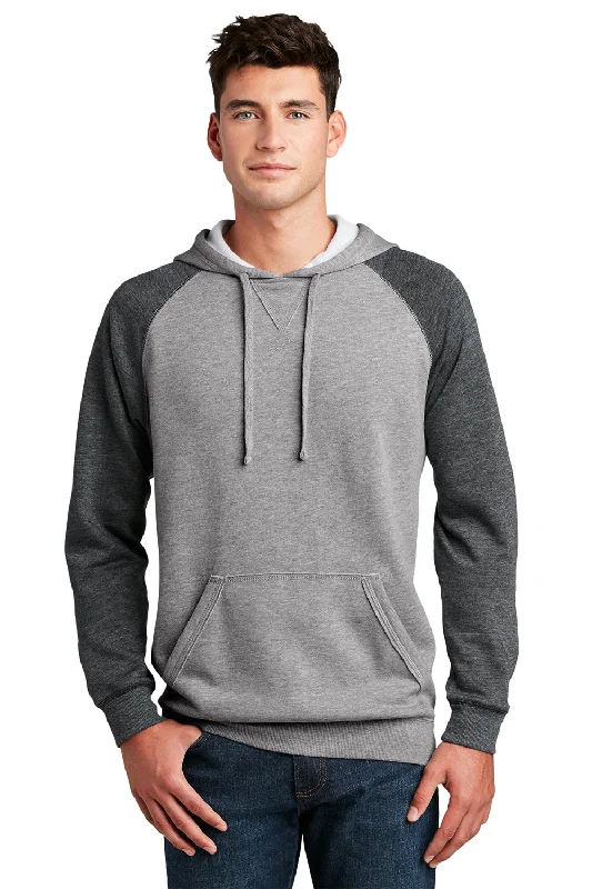 Huge Savings District Mens Fleece Hooded Sweatshirt Hoodie w/ Pouch Pocket - Heather Grey/Grey
