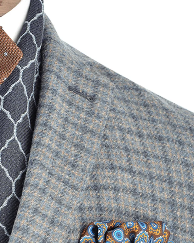 Deal Alert Ice Blue With Navy & Camel Overcheck Wool Jacket