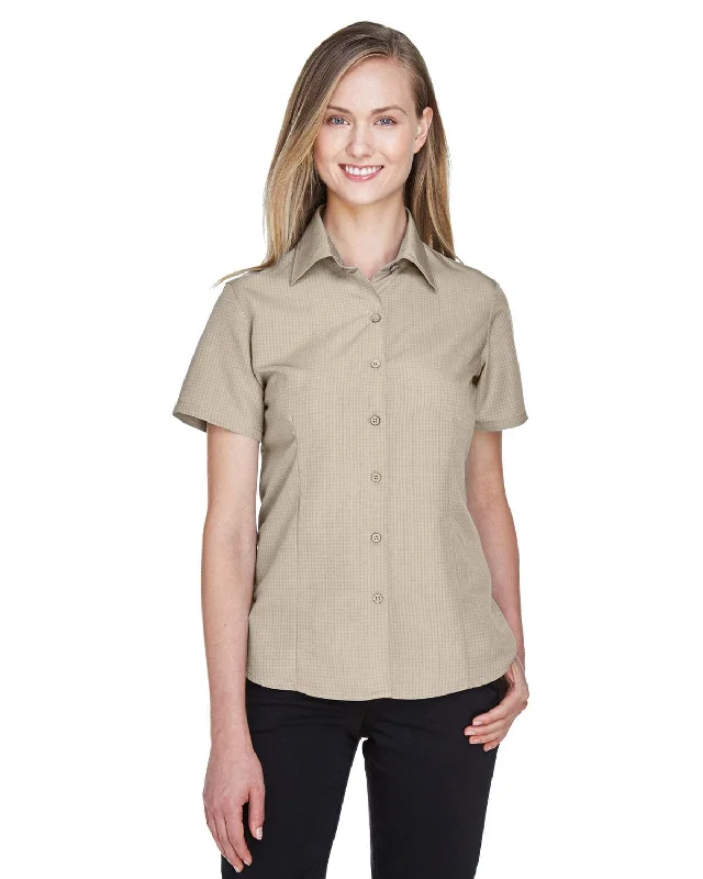 Bargain Prices Harriton Ladies Barbados Textured Camp Shirt | Khaki