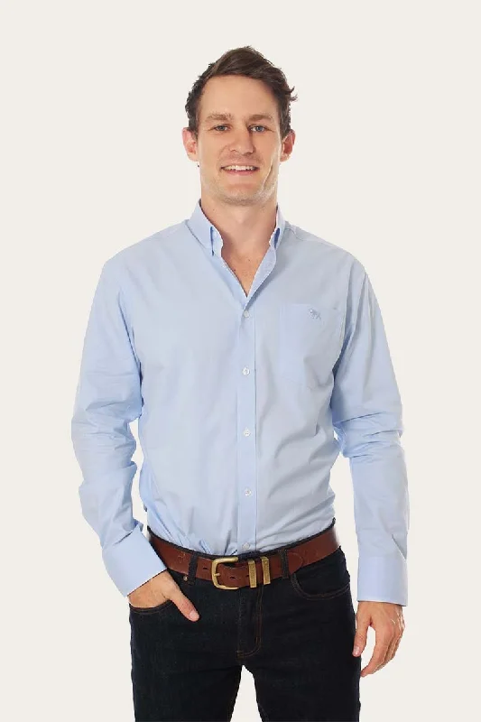 Online Only Heritage Mens Plain Dress Shirt - Chambray Blue