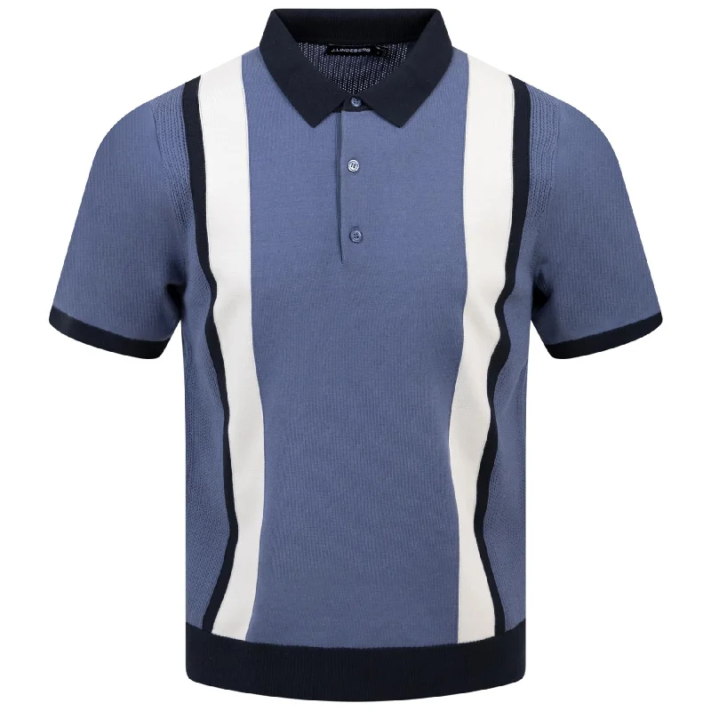 Limited Availability Reymond Regular Fit Knitted Stripe Polo Bijou Blue - SS24