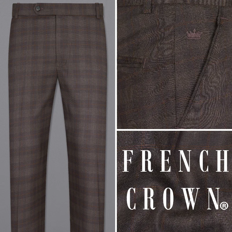 Clearance Sale Thunder and Spice Brown Plaid Wool Rich Pant
