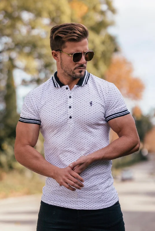Great Deals Father Sons Black and White Printed Classic Polo Shirt - FSH382