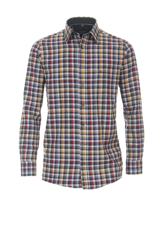 Flash Deals Casa Moda Check Long Sleeve Shirt, Anthracite Multi