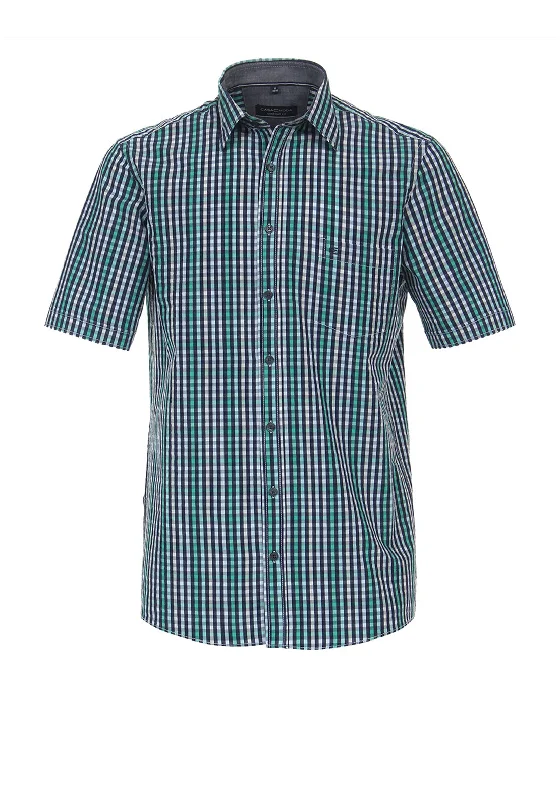 Customer Appreciation Sale Casa Moda Small Check Short Sleeve Shirt, Green Multi