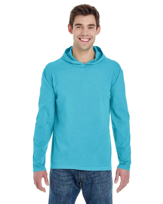 Weekend Special Comfort Colors Heavyweight Long Sleeve Hooded T-Shirt | Lagoon Blue