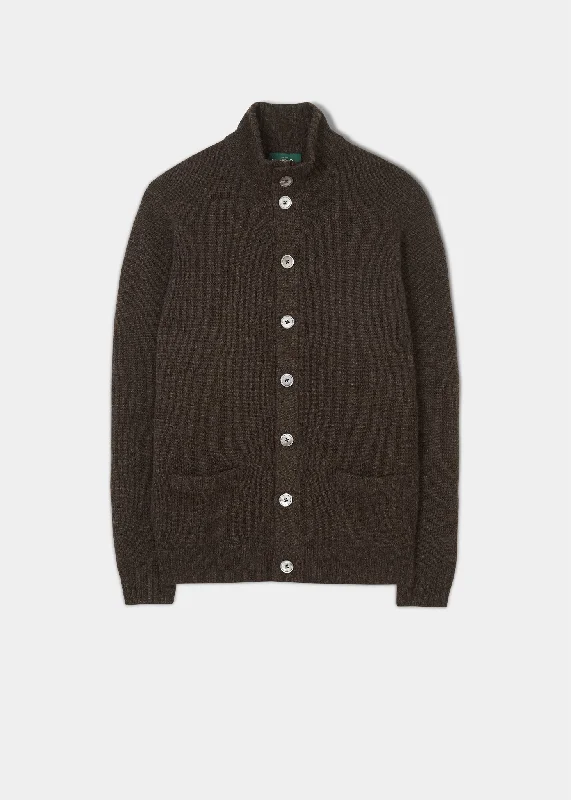 Limited Availability Landford Men's Lambswool Buttoned Jumper In Cocoa - Regular Fit Limited Availability Landford Men's Lambswool Buttoned Jumper In Cocoa - Regular Fit