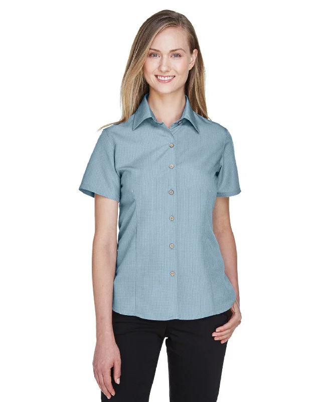 Best Bargains Harriton Ladies Barbados Textured Camp Shirt | Cloud Blue