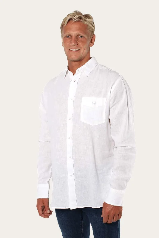Can't Miss Glenmorgan Mens Relaxed Linen Dress Shirt - Bright White