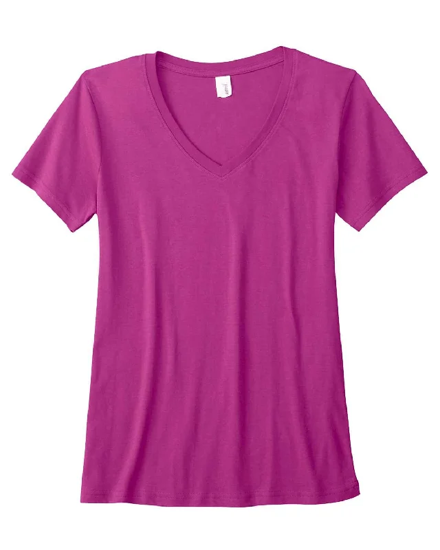 Deal Alert Anvil Ladies Featherweight V-Neck T-Shirt | Raspberry