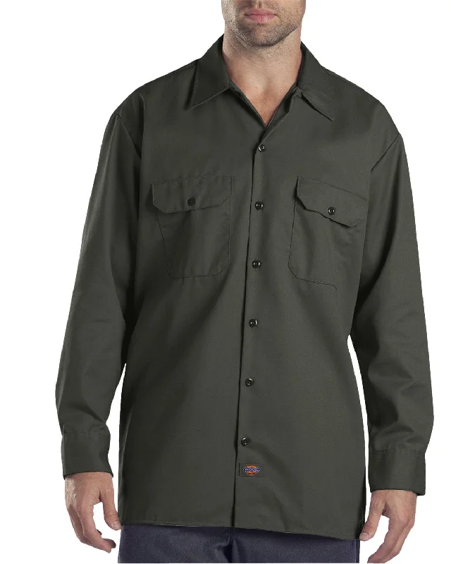 Make Your Weekend Count with Savings Dickies Long Sleeve Work Shirt | Olive Green