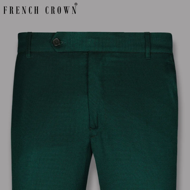 YEAR-End Clearance Emerald Green Diamond Textured Wool Rich Pant