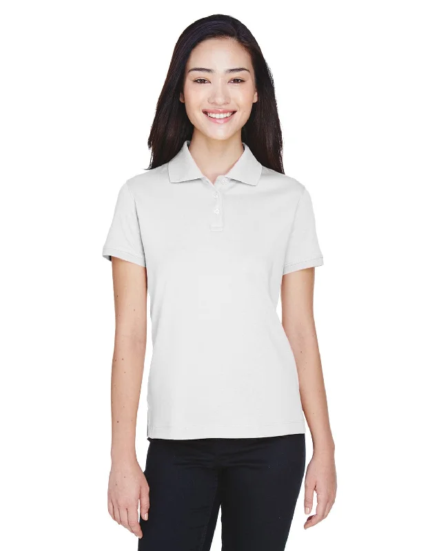 Weekend Discounts to Snag Devon & Jones Ladies Perfect Pima Interlock Polo Shirt | White